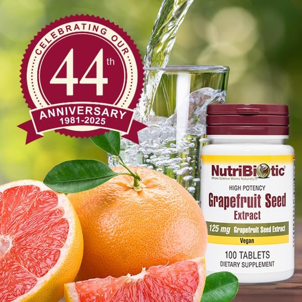 NutriBiotic – Grapefruitkernextrakt Tabletten 125 mg, 100 Stück | Hochwertiges GSE mit Bioflavonoiden | Starke Unterstützung für Immunsystem & allgemeine Gesundheit | Leicht zu schlucken | Vegan, glutenfrei, nicht-GVO