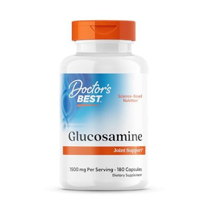 Doctor's Best Glucosamin für Männer & Frauen – 1500 mg pro 2 Kapseln, Gelenkunterstützung für Erwachsene, Glutenfrei, Non-GMO, Sojafrei – 180 Kapseln
