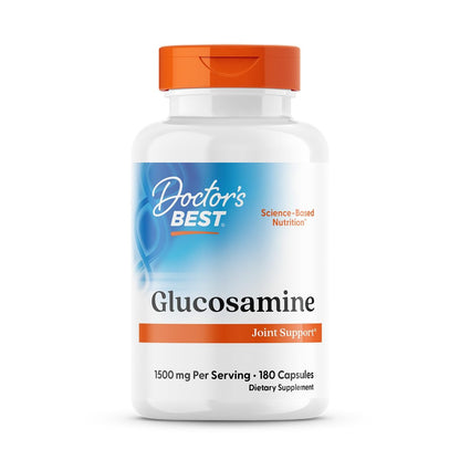 Doctor's Best Glucosamin für Männer & Frauen – 1500 mg pro 2 Kapseln, Gelenkunterstützung für Erwachsene, Glutenfrei, Non-GMO, Sojafrei – 180 Kapseln