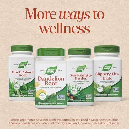 Nature's Way Löwenzahnwurzel Kapseln, traditionelles harntreibendes Kraut, 1.575 mg Löwenzahnwurzel pro 3-Kapsel-Portion, veganes Löwenzahnwurzel-Präparat, Non-GMO Project verifiziert, 100 Kapseln