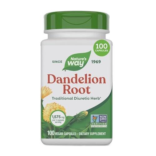 Nature's Way Löwenzahnwurzel Kapseln, traditionelles harntreibendes Kraut, 1.575 mg Löwenzahnwurzel pro 3-Kapsel-Portion, veganes Löwenzahnwurzel-Präparat, Non-GMO Project verifiziert, 100 Kapseln