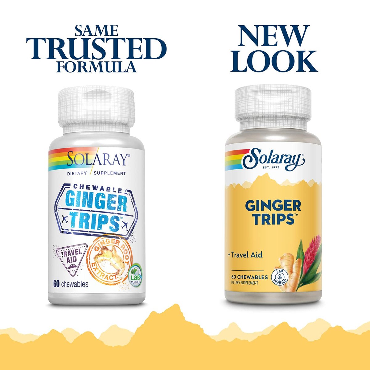 SOLARAY Ginger Trips Travel Aid – Ingwerwurzelextrakt mit Honig, Stevia & Melasse – 60 Kautabletten für gesunde Verdauung