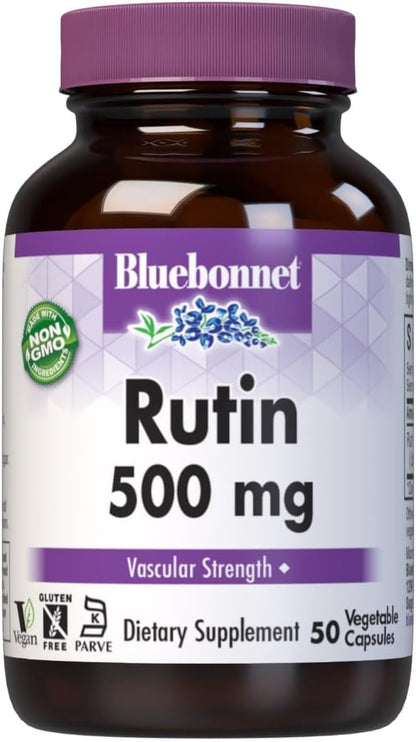 Bluebonnet Nutrition Rutin 500 mg – Antioxidatives Bioflavonoid aus Sophora Japonica für die Gefäßunterstützung* – Vegan, glutenfrei, sojafrei – 50 pflanzliche Kapseln