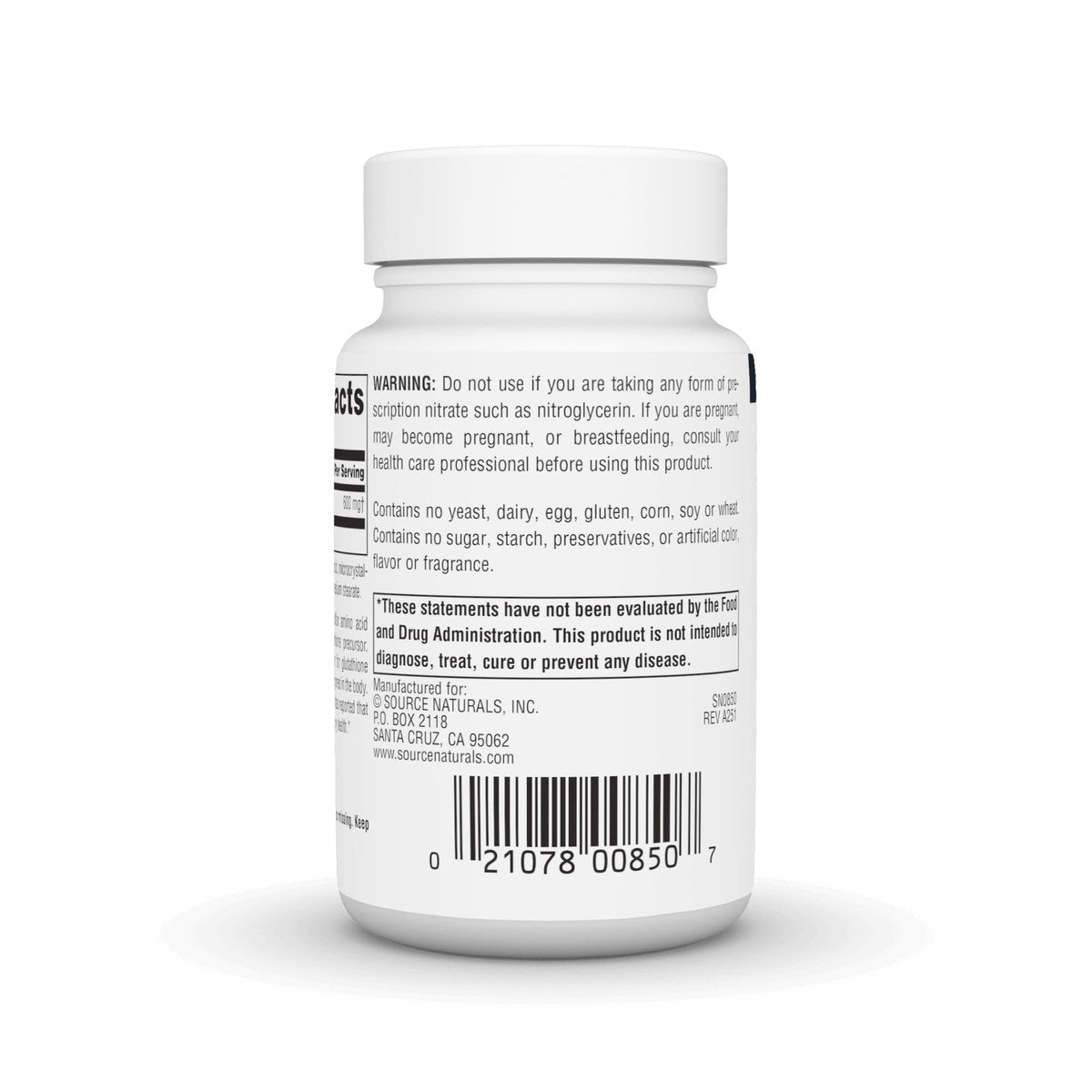 Source Naturals N-Acetyl Cystein 600 mg – Antioxidans zur Unterstützung der Atemwege, 60 Tabletten