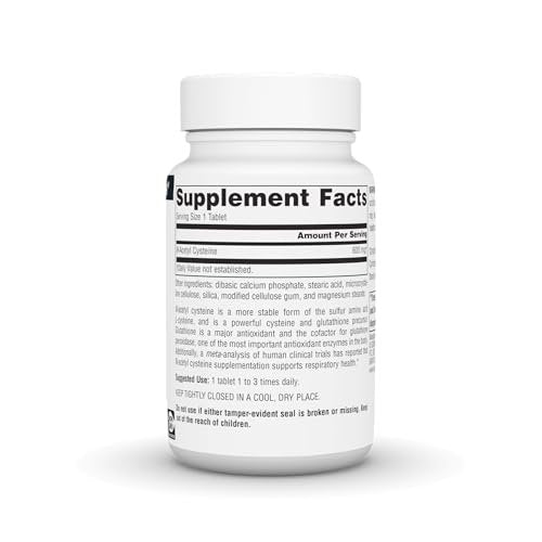 Source Naturals N-Acetyl Cystein 600 mg – Antioxidans zur Unterstützung der Atemwege, 60 Tabletten