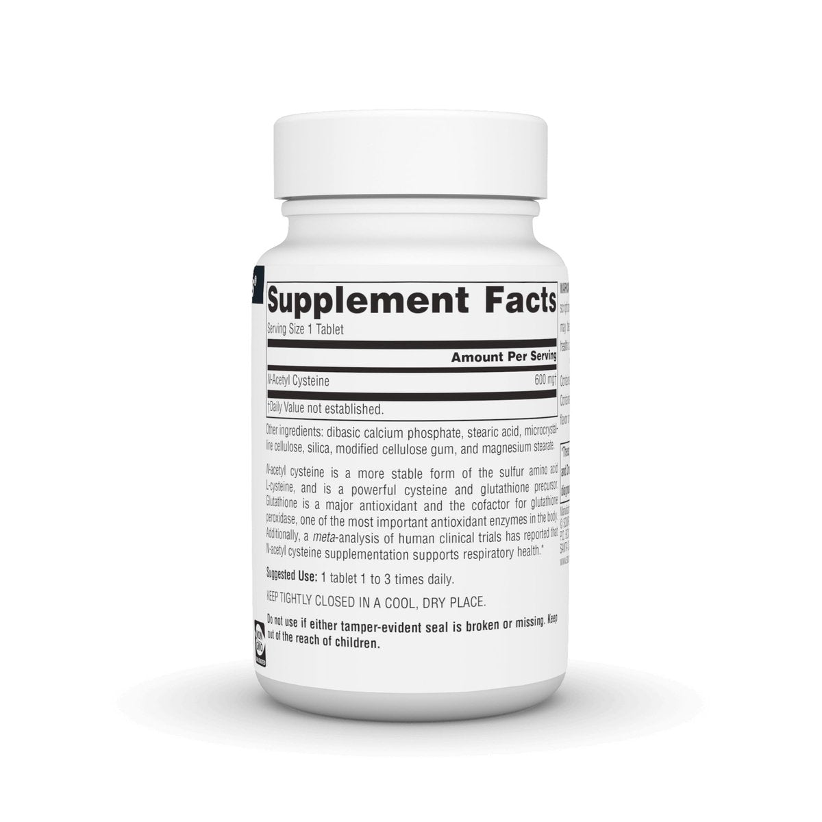 Source Naturals N-Acetyl Cystein 600 mg – Antioxidans zur Unterstützung der Atemwege, 60 Tabletten