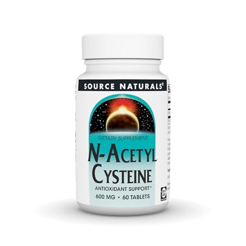 Source Naturals N-Acetyl Cystein 600 mg – Antioxidans zur Unterstützung der Atemwege, 60 Tabletten