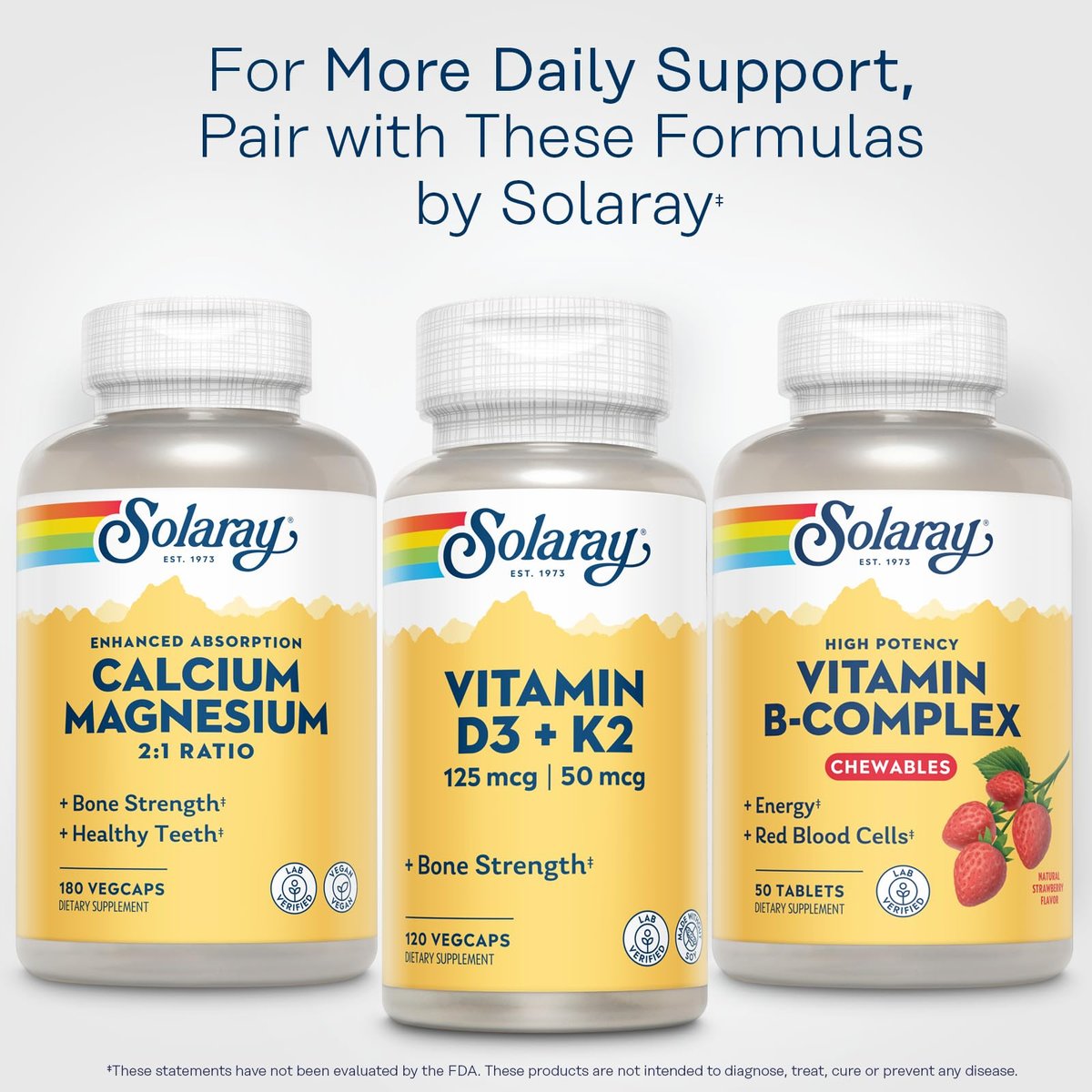 SOLARAY Vitamin-B-Komplex Kautabletten, Erdbeergeschmack, für gesunde Energie, rote Blutkörperchen, Stress- und Stoffwechselunterstützung, 50 Tabletten