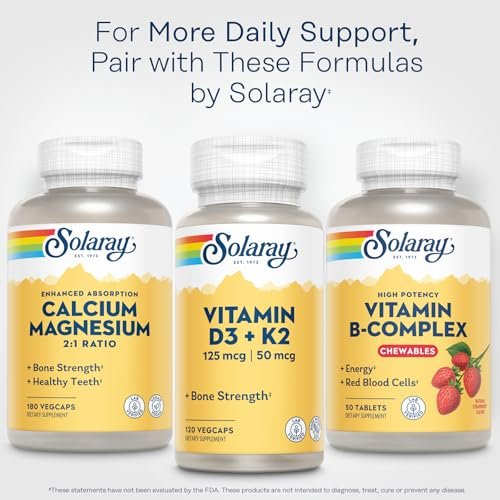 SOLARAY Vitamin-B-Komplex Kautabletten, Erdbeergeschmack, für gesunde Energie, rote Blutkörperchen, Stress- und Stoffwechselunterstützung, 50 Tabletten