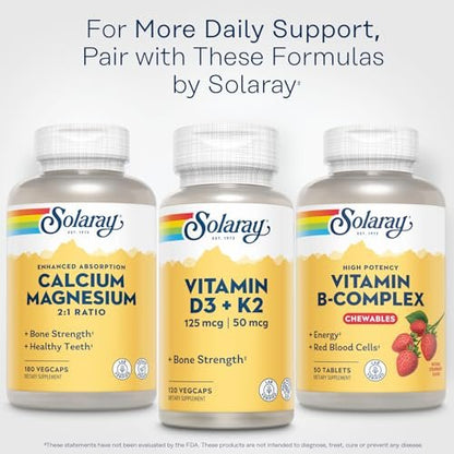 SOLARAY Vitamin-B-Komplex Kautabletten, Erdbeergeschmack, für gesunde Energie, rote Blutkörperchen, Stress- und Stoffwechselunterstützung, 50 Tabletten