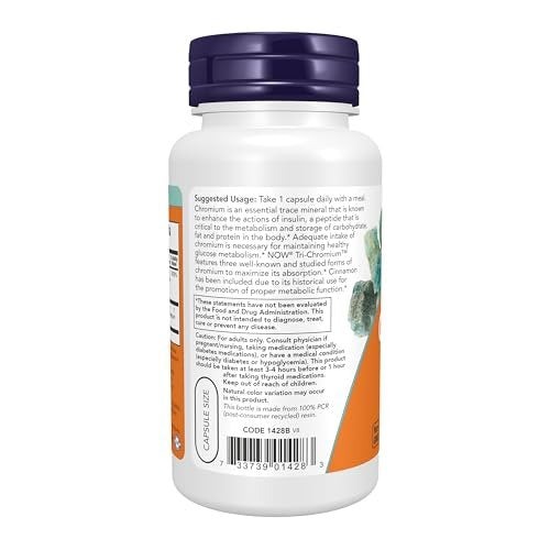 NOW Foods Tri-Chromium™ 500 mcg mit Zimt – Insulin-Co-Faktor*, 90 vegane Kapseln