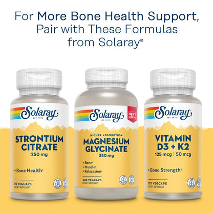SOLARAY Calcium Bisglycinat 1000 mg für Frauen & Männer – Calcium mit Vitamin D3, Unterstützung für Knochenstärke und Zahngesundheit, chelatierte Kapseln, leicht verdaulich – 120 vegane Kapseln
