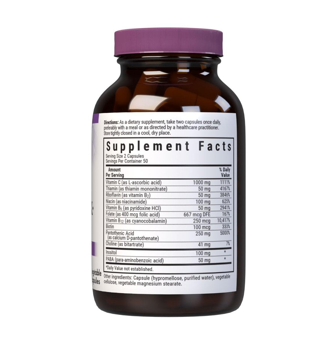 Bluebonnet Nutrition Stress Relief B-Komplex – Vitamin B6, B12, Biotin, Folat – Vegan, glutenfrei, sojafrei, milchfrei – 100 Kapseln