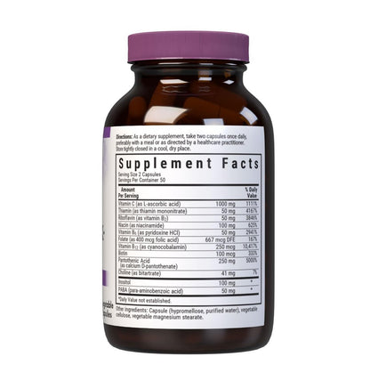 Bluebonnet Nutrition Stress Relief B-Komplex – Vitamin B6, B12, Biotin, Folat – Vegan, glutenfrei, sojafrei, milchfrei – 100 Kapseln