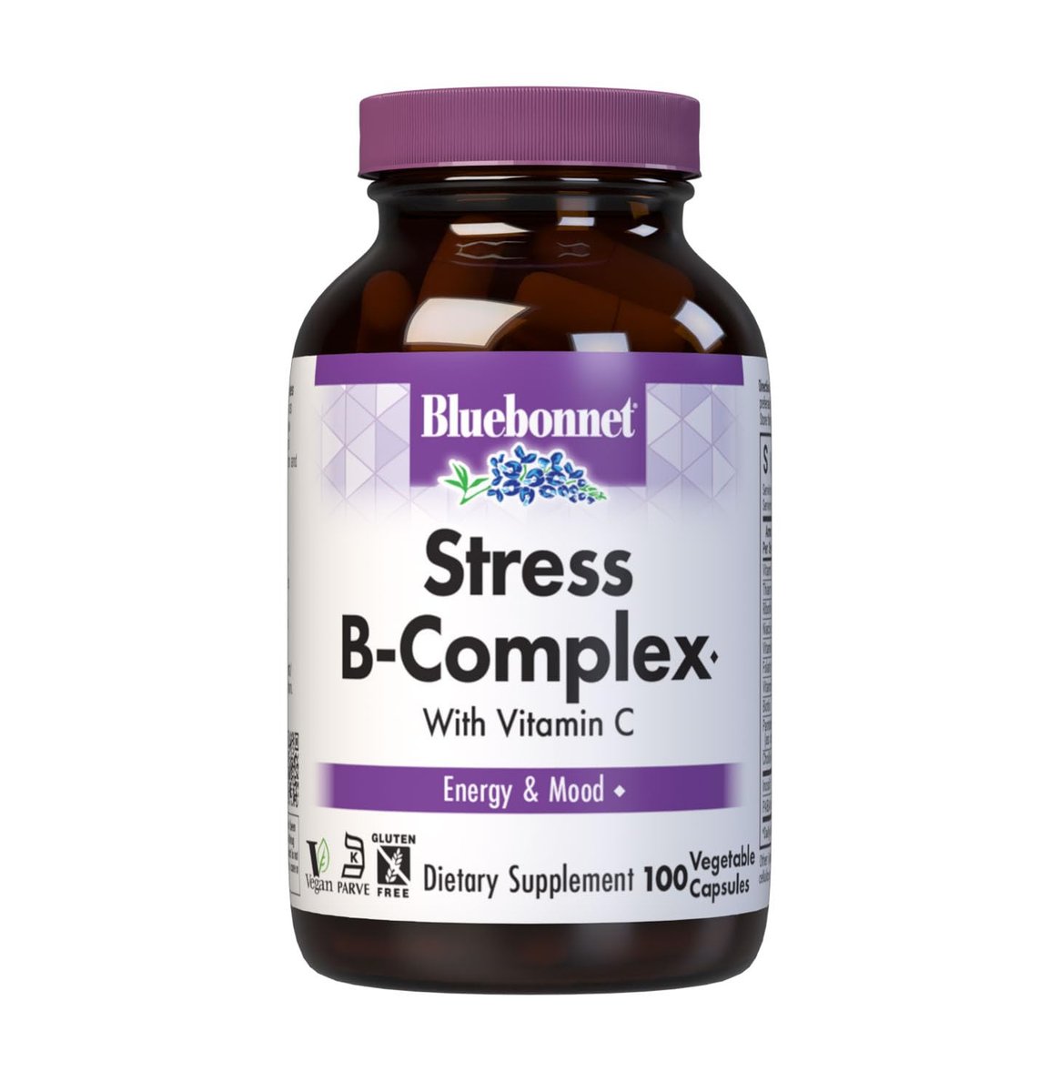 Bluebonnet Nutrition Stress Relief B-Komplex – Vitamin B6, B12, Biotin, Folat – Vegan, glutenfrei, sojafrei, milchfrei – 100 Kapseln