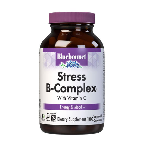 Bluebonnet Nutrition Stress Relief B-Komplex – Vitamin B6, B12, Biotin, Folat – Vegan, glutenfrei, sojafrei, milchfrei – 100 Kapseln