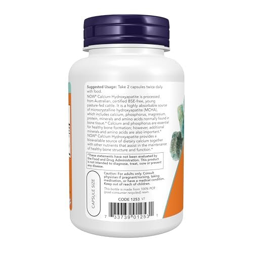 NOW Foods Calcium Hydroxyapatit Kapseln – Unterstützt die Knochengesundheit*, 120 Kapseln