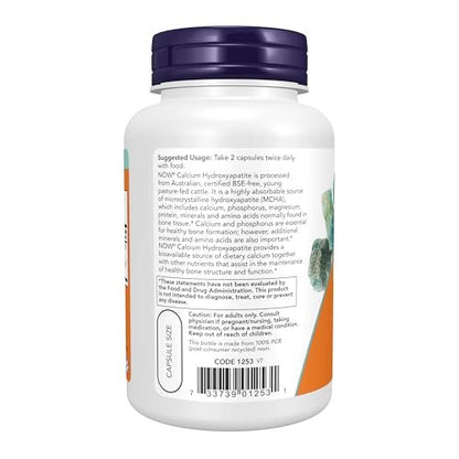 NOW Foods Calcium Hydroxyapatit Kapseln – Unterstützt die Knochengesundheit*, 120 Kapseln