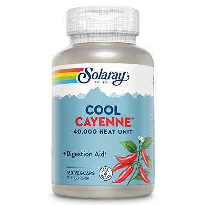 SOLARAY Cool Cayenne Pfeffer 40.000 HU – 180 vegane Kapseln – Verdauungsfördernd – Bio-Cool-Verfahren – Laborgeprüft