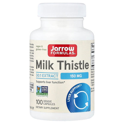 Jarrow Formulas Mariendistel 150 mg mit 30:1 standardisiertem Silymarin-Extrakt – Nahrungsergänzungsmittel zur Unterstützung der Leberfunktion, 100 vegane Kapseln