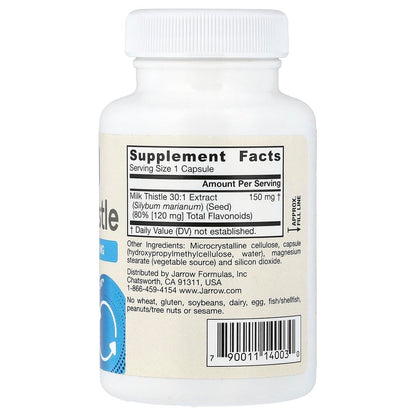 Jarrow Formulas Mariendistel 150 mg mit 30:1 standardisiertem Silymarin-Extrakt – Nahrungsergänzungsmittel zur Unterstützung der Leberfunktion, 100 vegane Kapseln