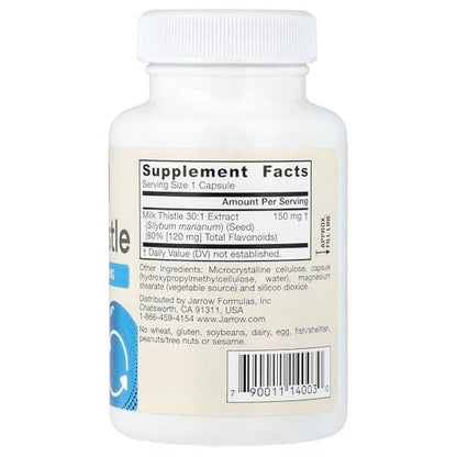 Jarrow Formulas Mariendistel 150 mg mit 30:1 standardisiertem Silymarin-Extrakt – Nahrungsergänzungsmittel zur Unterstützung der Leberfunktion, 100 vegane Kapseln