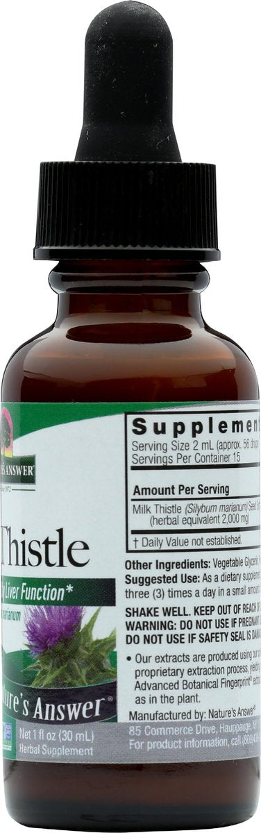 Nature's Answer Mariendistel Extrakt – Unterstützt gesunde Leberfunktion, Reinigung und Entgiftung, Nicht-GVO, Koscher, Glutenfrei, 30 ml