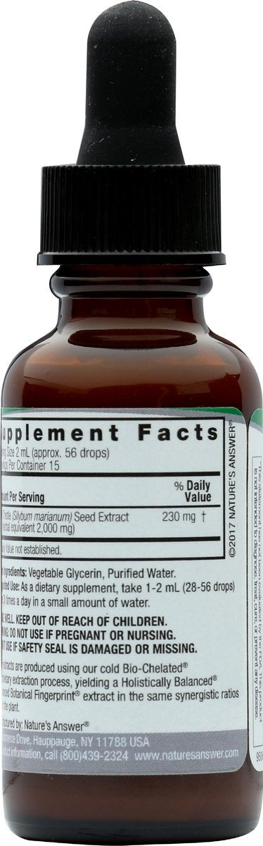 Nature's Answer Mariendistel Extrakt – Unterstützt gesunde Leberfunktion, Reinigung und Entgiftung, Nicht-GVO, Koscher, Glutenfrei, 30 ml