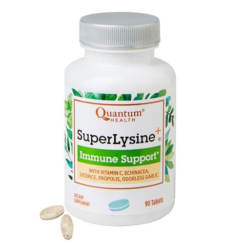 Quantum Health Super Lysine+ – Fortgeschrittene Lysin-Formel mit Vitamin C, Echinacea, Süßholz, Propolis und Knoblauch (90 Tabletten)