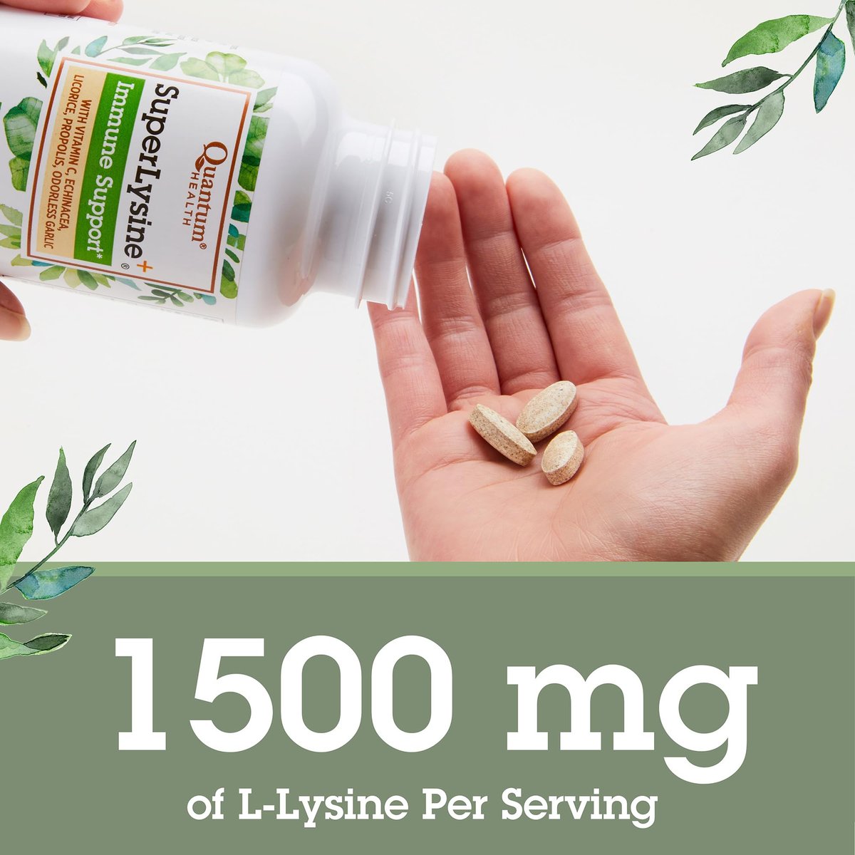 Quantum Health Super Lysine+ – Fortgeschrittene Lysin-Formel mit Vitamin C, Echinacea, Süßholz, Propolis und Knoblauch (90 Tabletten)