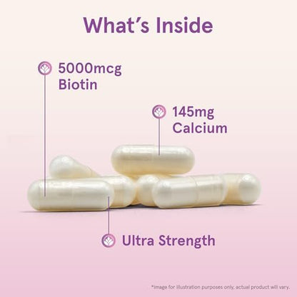 Jarrow Formulas Biotin Ultra Strength 5000 mcg – 100 Kapseln, Nahrungsergänzungsmittel für Haare, Haut und Nägel
