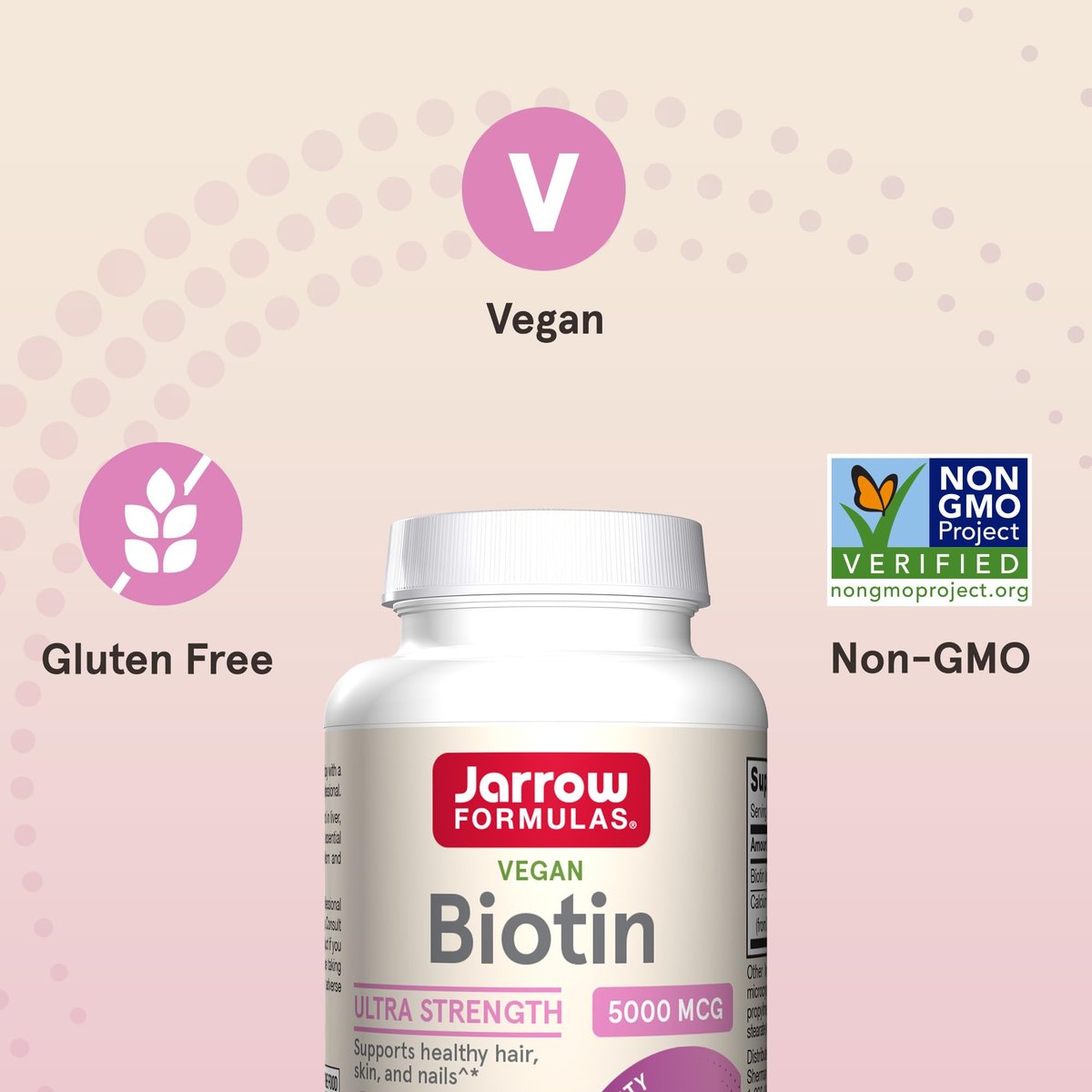 Jarrow Formulas Biotin Ultra Strength 5000 mcg – 100 Kapseln, Nahrungsergänzungsmittel für Haare, Haut und Nägel