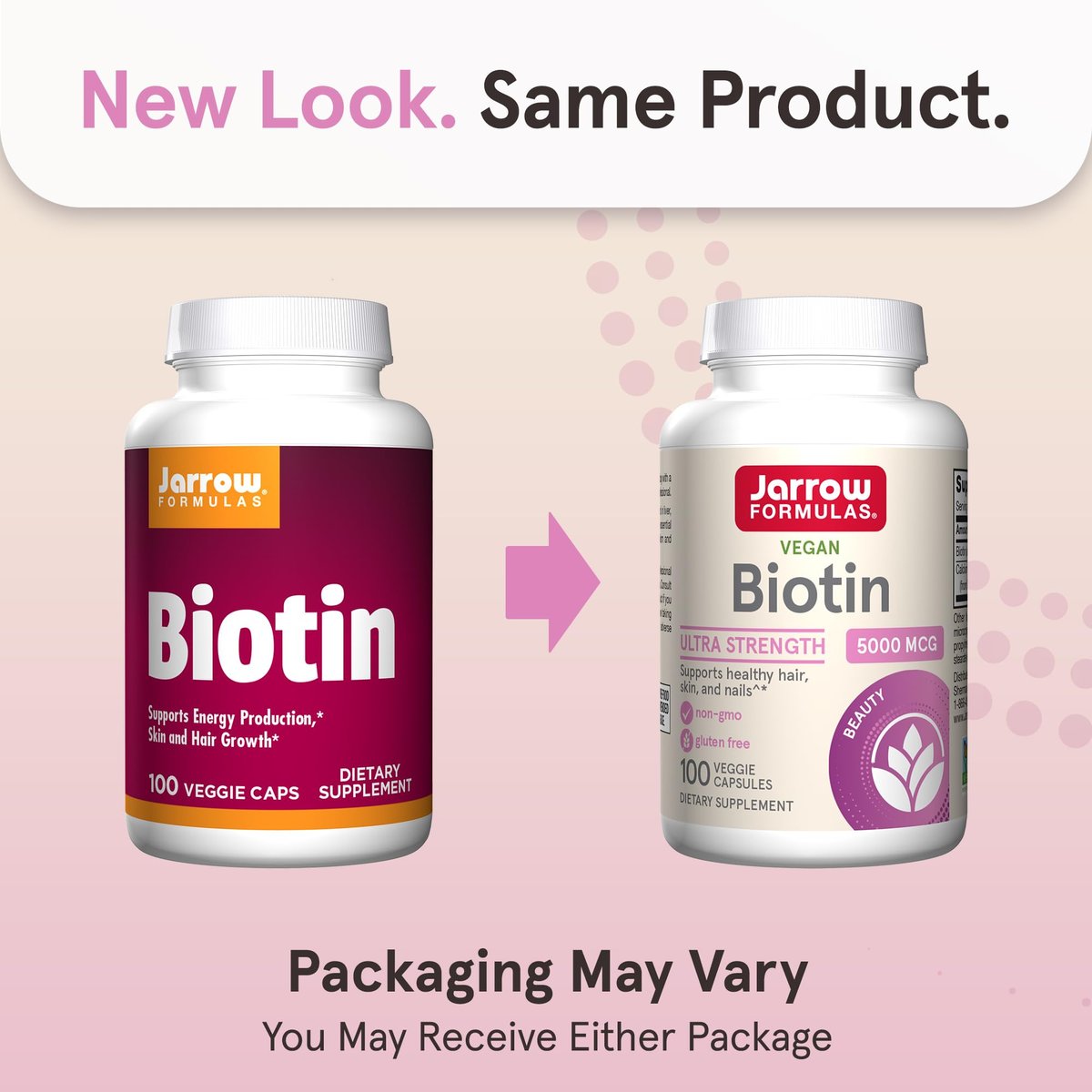 Jarrow Formulas Biotin Ultra Strength 5000 mcg – 100 Kapseln, Nahrungsergänzungsmittel für Haare, Haut und Nägel