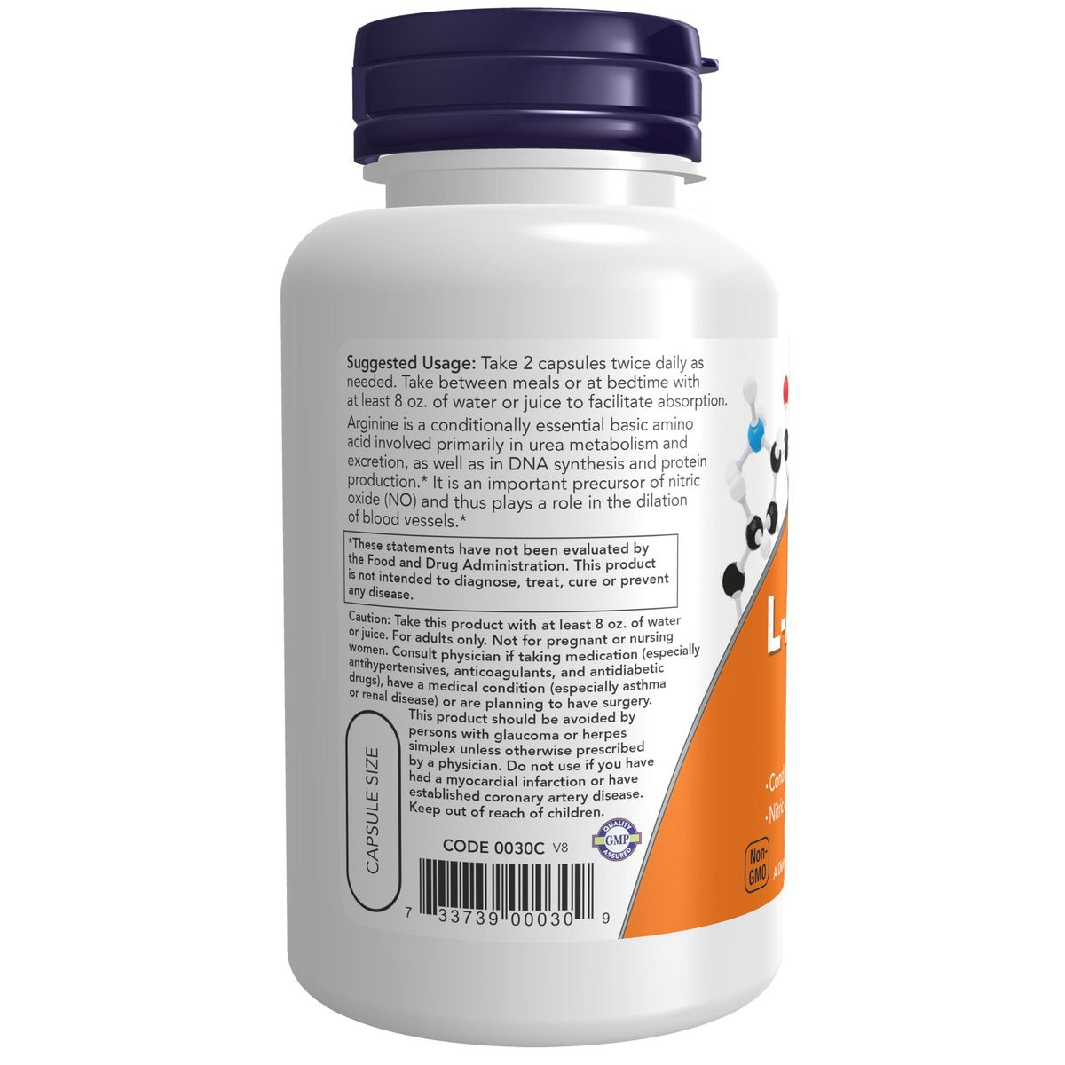 NOW Foods L-Arginin 500 mg – 100 vegane Kapseln, Stickstoffmonoxid-Vorstufe, Aminosäure