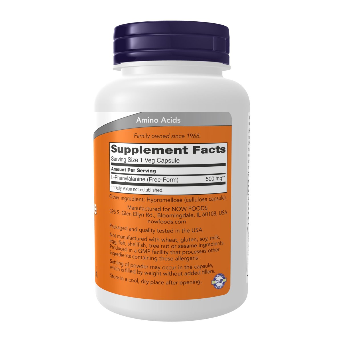 NOW Foods L-Phenylalanin 500 mg, Unterstützung des Nervensystems*, Aminosäure, 120 vegane Kapseln