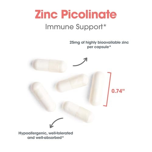 ARG Zinkpicolinat – Unterstützt ein gesundes Immunsystem – Liefert 25 mg Zink – Hoch bioverfügbar, überlegene Absorption – Vegetarisch & hypoallergen – 60 Portionen – 60 Kapseln