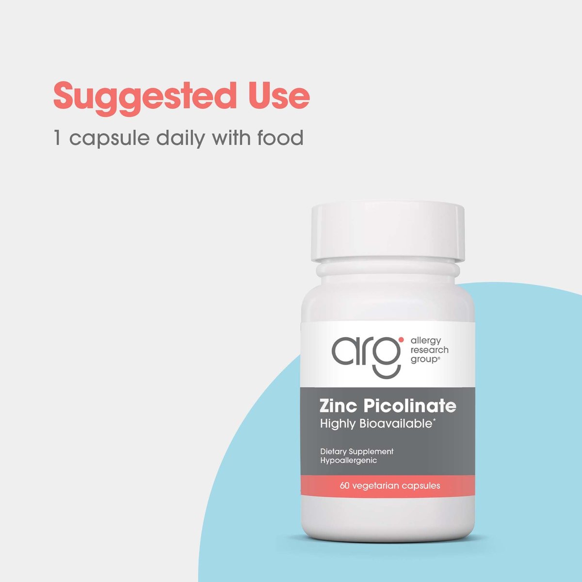 ARG Zinkpicolinat – Unterstützt ein gesundes Immunsystem – Liefert 25 mg Zink – Hoch bioverfügbar, überlegene Absorption – Vegetarisch & hypoallergen – 60 Portionen – 60 Kapseln