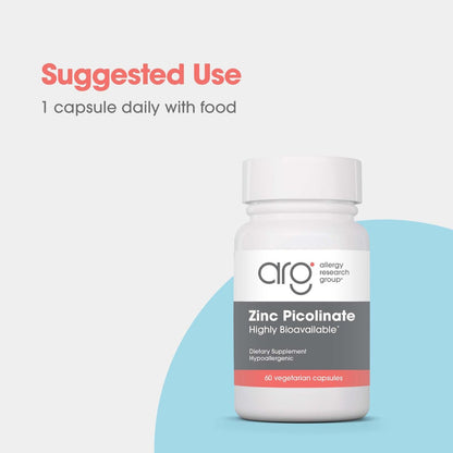 ARG Zinkpicolinat – Unterstützt ein gesundes Immunsystem – Liefert 25 mg Zink – Hoch bioverfügbar, überlegene Absorption – Vegetarisch & hypoallergen – 60 Portionen – 60 Kapseln