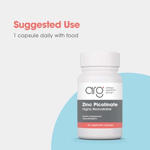 ARG Zinkpicolinat – Unterstützt ein gesundes Immunsystem – Liefert 25 mg Zink – Hoch bioverfügbar, überlegene Absorption – Vegetarisch & hypoallergen – 60 Portionen – 60 Kapseln
