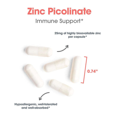 ARG Zinkpicolinat – Unterstützt ein gesundes Immunsystem – Liefert 25 mg Zink – Hoch bioverfügbar, überlegene Absorption – Vegetarisch & hypoallergen – 60 Portionen – 60 Kapseln