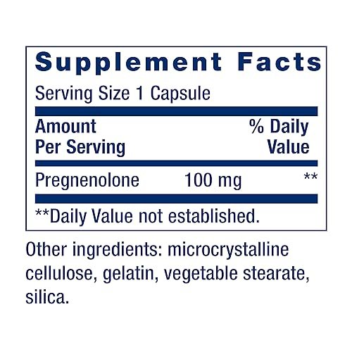 Life Extension Pregnenolon 100 mg – Hormonhaushalt, Gedächtnis, Fokus & kognitive Gesundheit – 100 Kapseln, glutenfrei, nicht-GVO