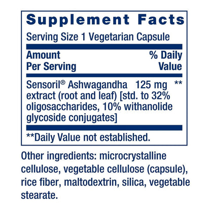 Life Extension Optimiertes Ashwagandha – Stressmanagement, gesunde Stressantwort, Fokus, Gedächtnis, vegetarisch, glutenfrei, nicht-GVO, 60 Kapseln