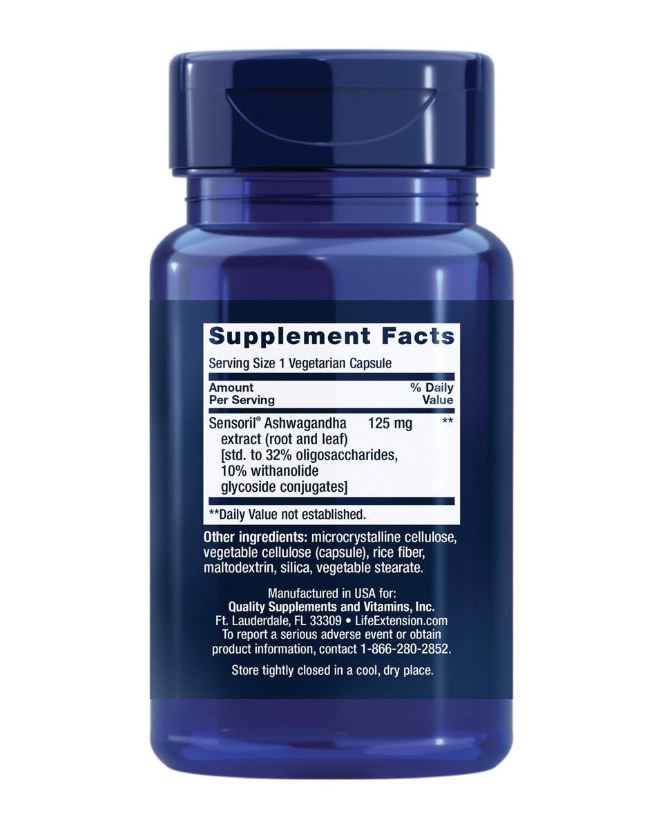 Life Extension Optimiertes Ashwagandha – Stressmanagement, gesunde Stressantwort, Fokus, Gedächtnis, vegetarisch, glutenfrei, nicht-GVO, 60 Kapseln