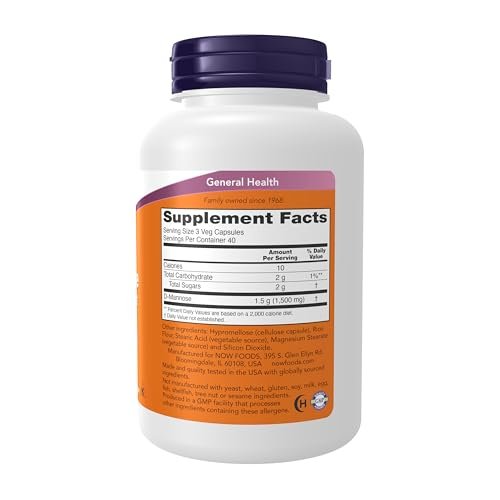 NOW Foods D-Mannose 500 mg - 120 vegane Kapseln für eine gesunde Harnwegsfunktion*