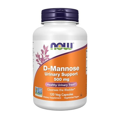 NOW Foods D-Mannose 500 mg - 120 vegane Kapseln für eine gesunde Harnwegsfunktion*