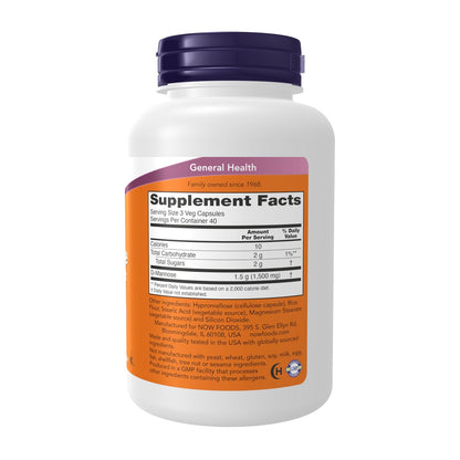 NOW Foods D-Mannose 500 mg - 120 vegane Kapseln für eine gesunde Harnwegsfunktion*