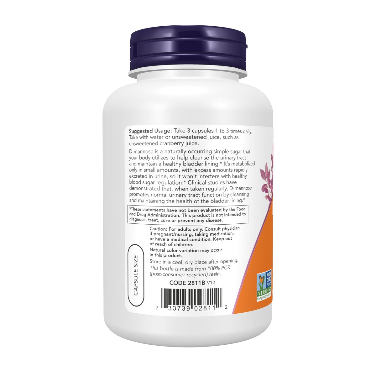 NOW Foods D-Mannose 500 mg - 120 vegane Kapseln für eine gesunde Harnwegsfunktion*