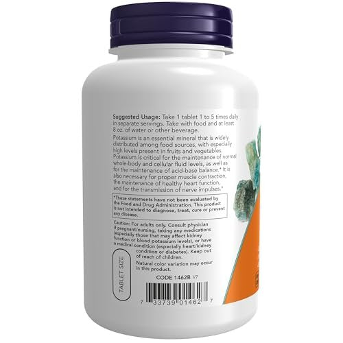 NOW Foods Kaliumgluconat 99 mg – Leicht zu schlucken, essentielles Mineral, 250 Tabletten