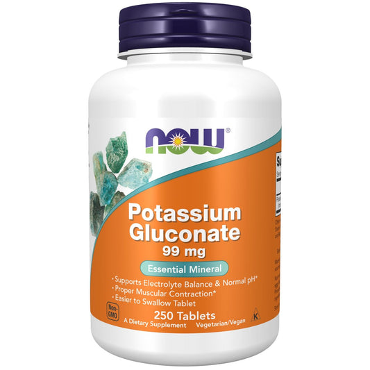 NOW Foods Kaliumgluconat 99 mg – Leicht zu schlucken, essentielles Mineral, 250 Tabletten