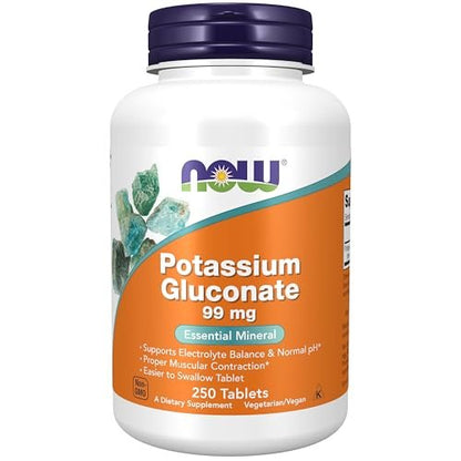 NOW Foods Kaliumgluconat 99 mg – Leicht zu schlucken, essentielles Mineral, 250 Tabletten